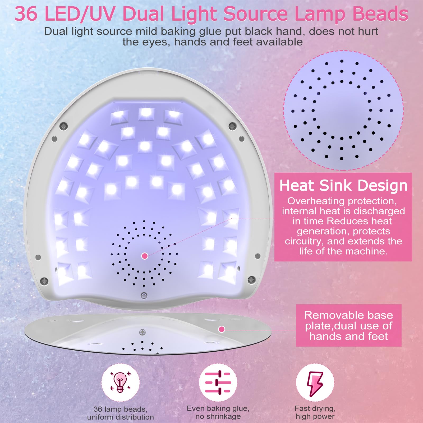 NAILGIRLS 150W lamp LCD display shows precise timer control for layers