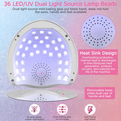 NAILGIRLS 150W lamp LCD display shows precise timer control for layers