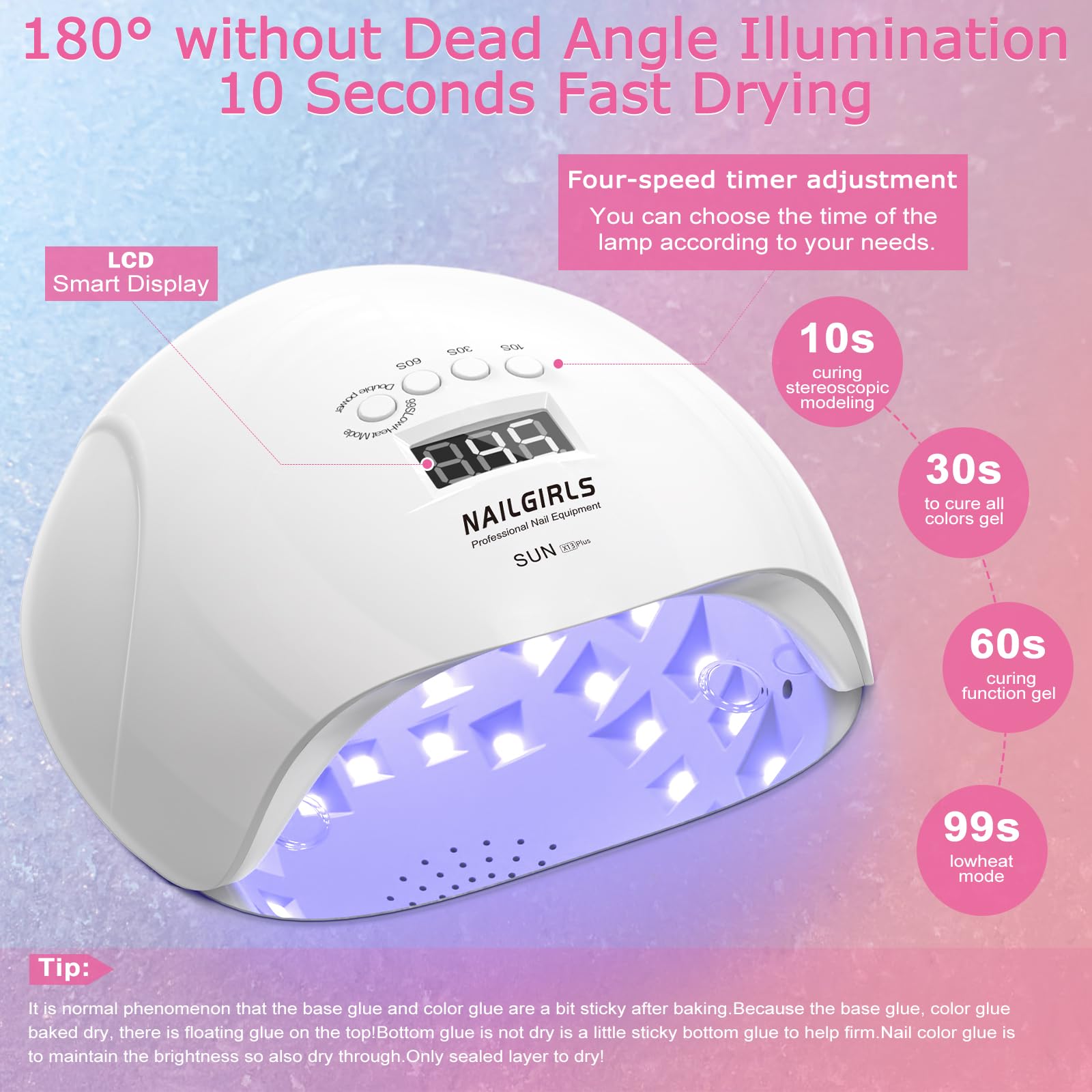 NAILGIRLS 150W lamp spacious interior fits large nails comfortably