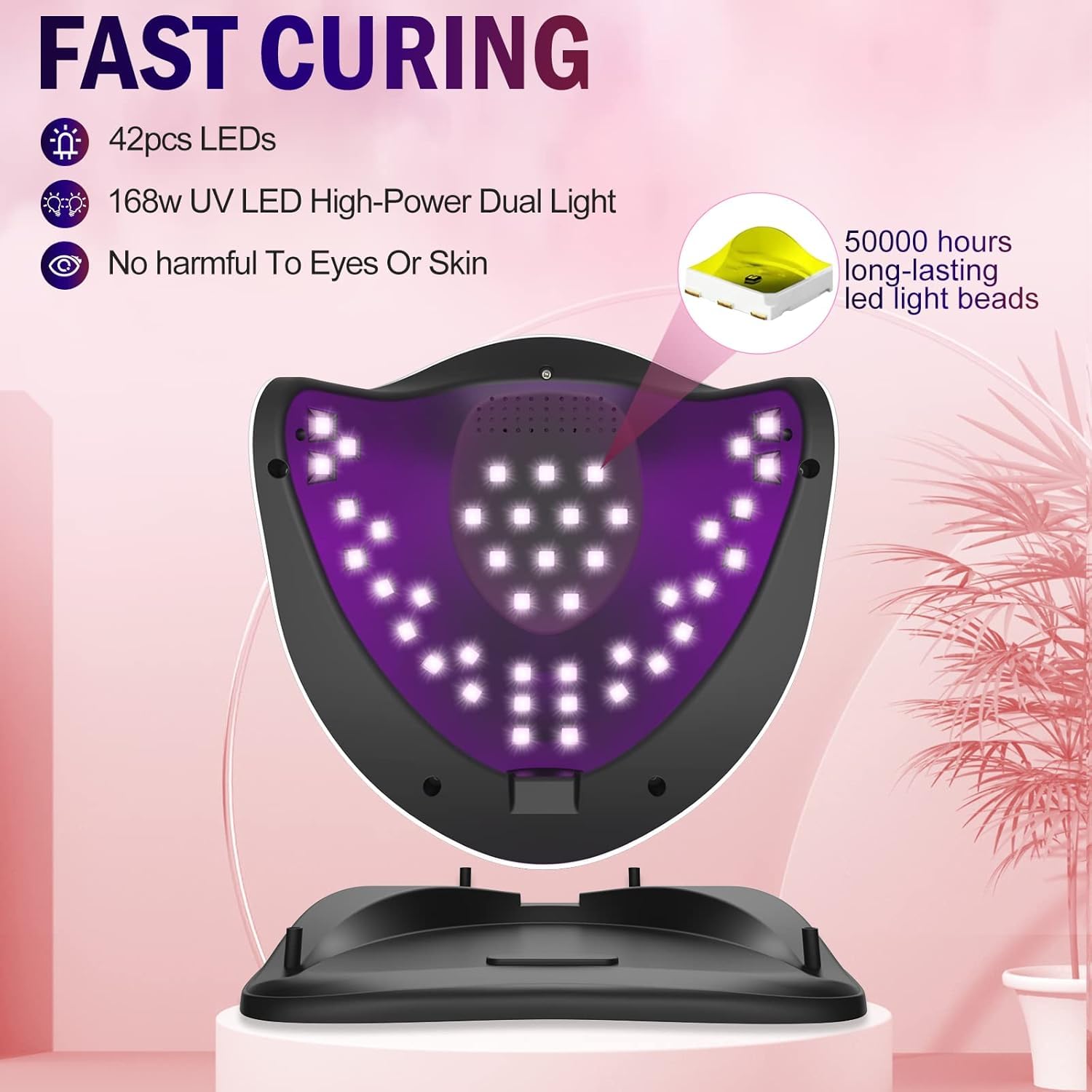 Nailgirls UV LED nail lamp front display highlights LCD timer for precise curing.