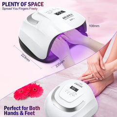 Nailgirls UV LED nail lamp interior shows dual-light source for fast curing.