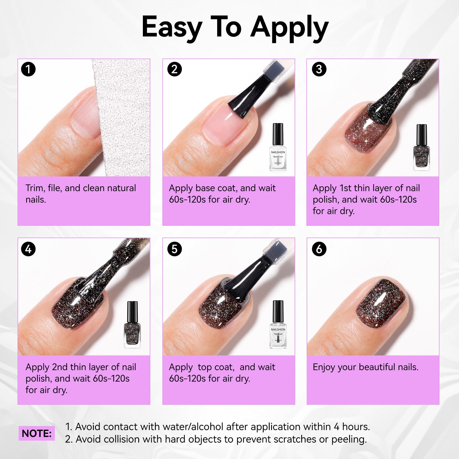 Nailshion Base Coat and Top Coat pairing for enhanced adhesion
