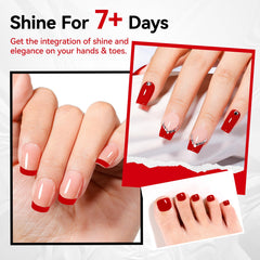 Nailshion red polish fast-dry action bottle highlights salon-quality shine.