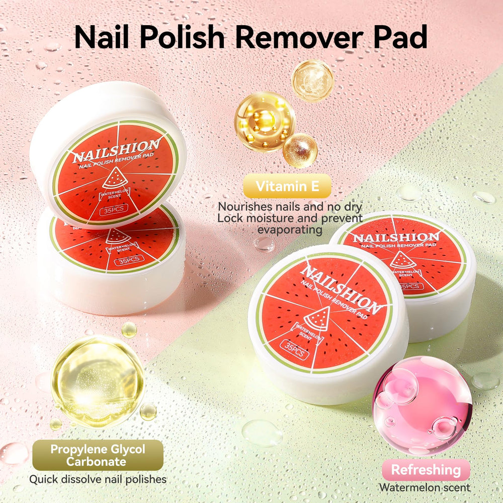 Nailshion watermelon-scented wipes provide a refreshing polish-removal experience.