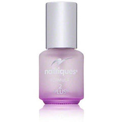 Nailtiques Nail Protein Formula 2 Plus bottle close-up shows quick-dry, strengthening formula for nails.