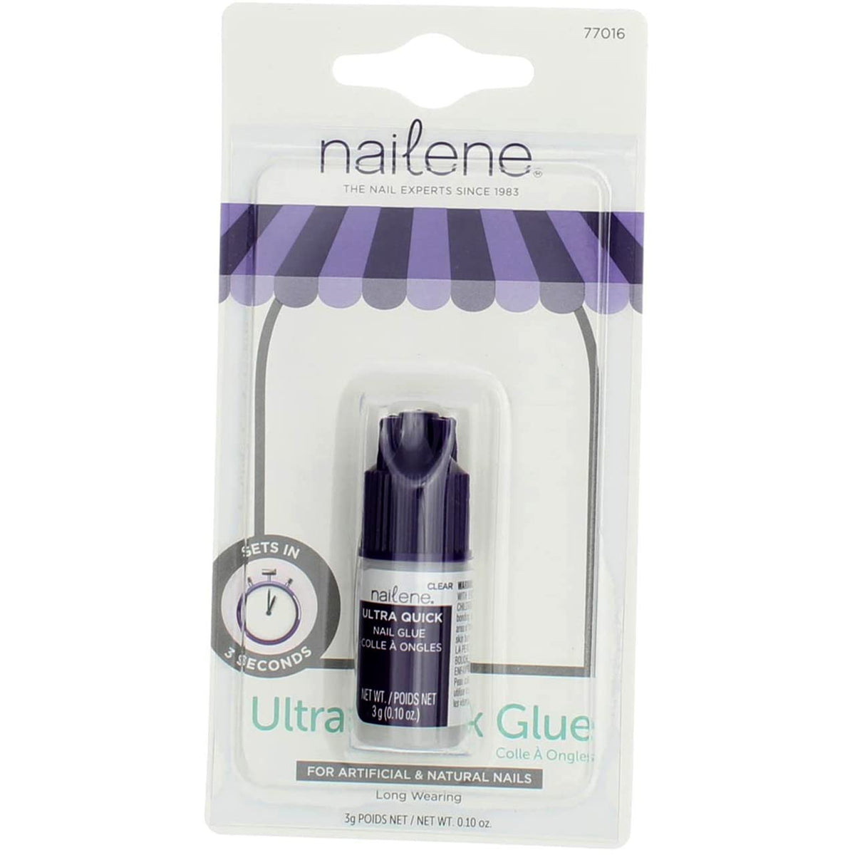 Nailtiques Ultra Quick Nail Glue 3-pack bottle closeup showing fast bonding