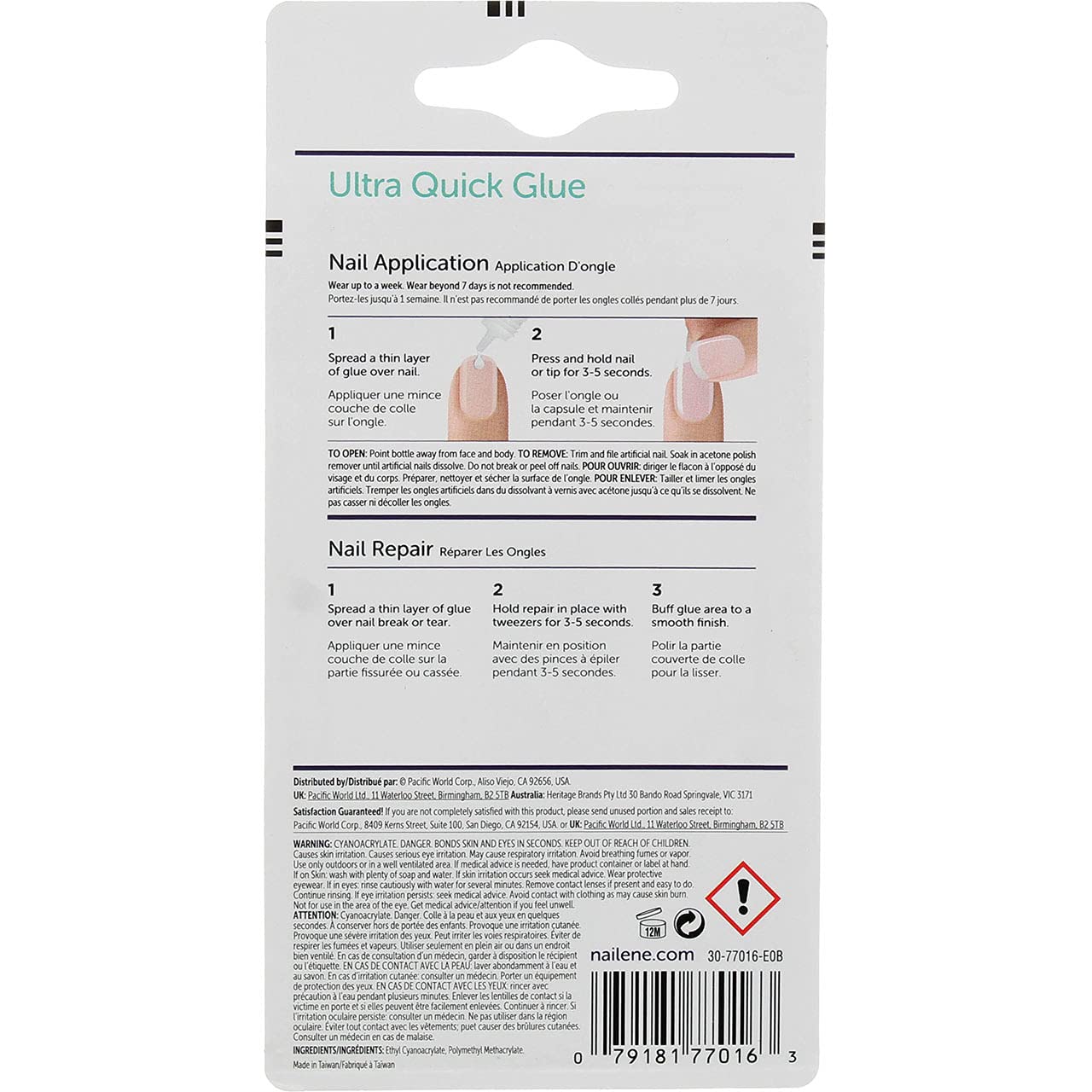 Nailtiques Ultra Quick Nail Glue 3-pack for natural nail repair and chip fixes with glue