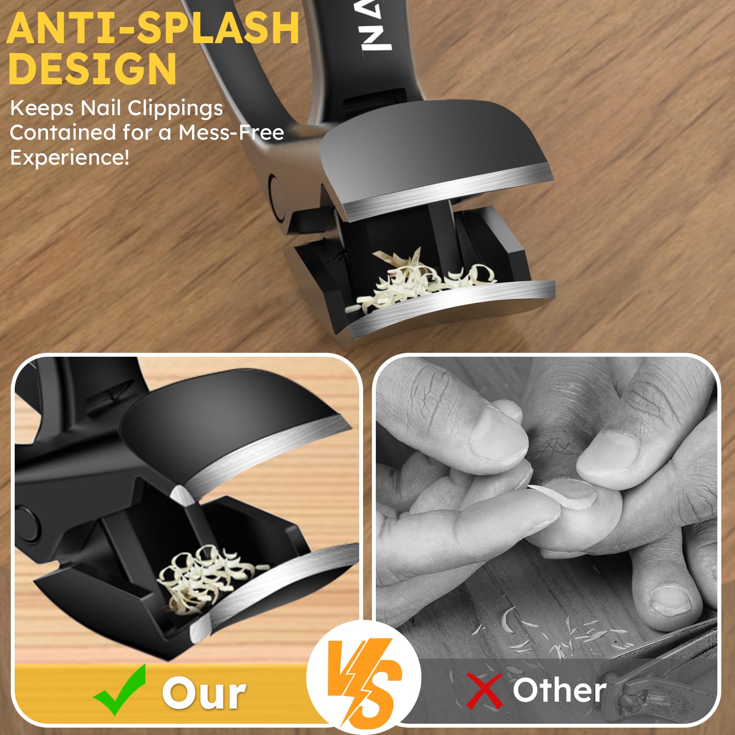 Nailysor built-in nail catcher minimizes mess during grooming