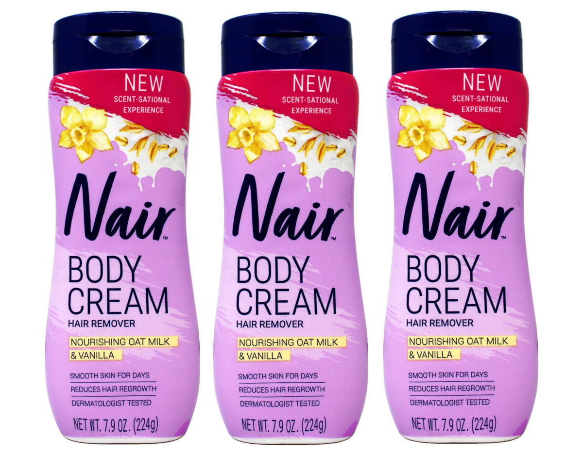 Nair Body Cream Hair Remover application shows smooth skin after use.