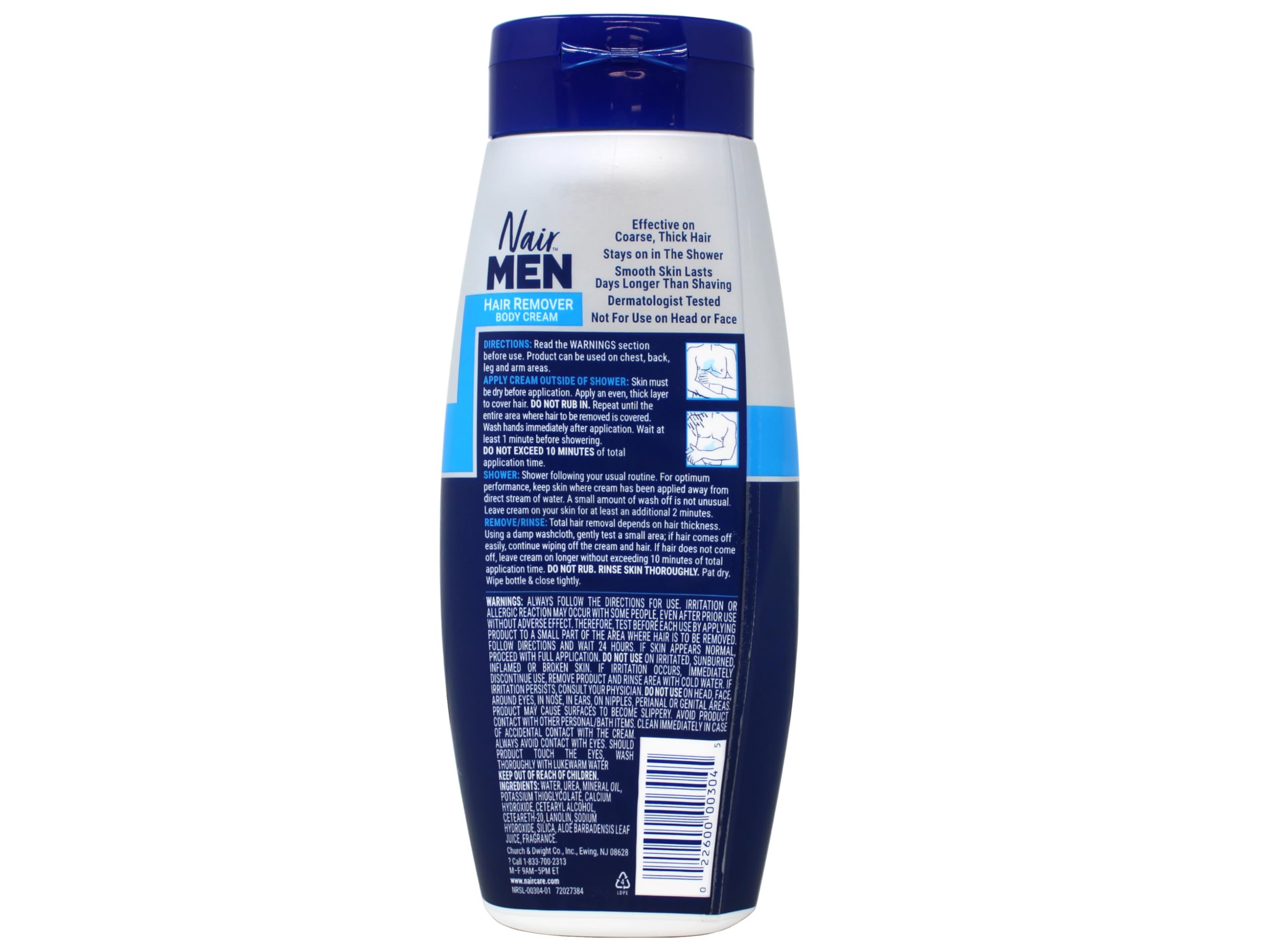 Nair hair remover stays on in shower, image demonstrates water-tolerant formula.