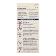 Nair ready-strips legs body application closeup for quick at-home removal.