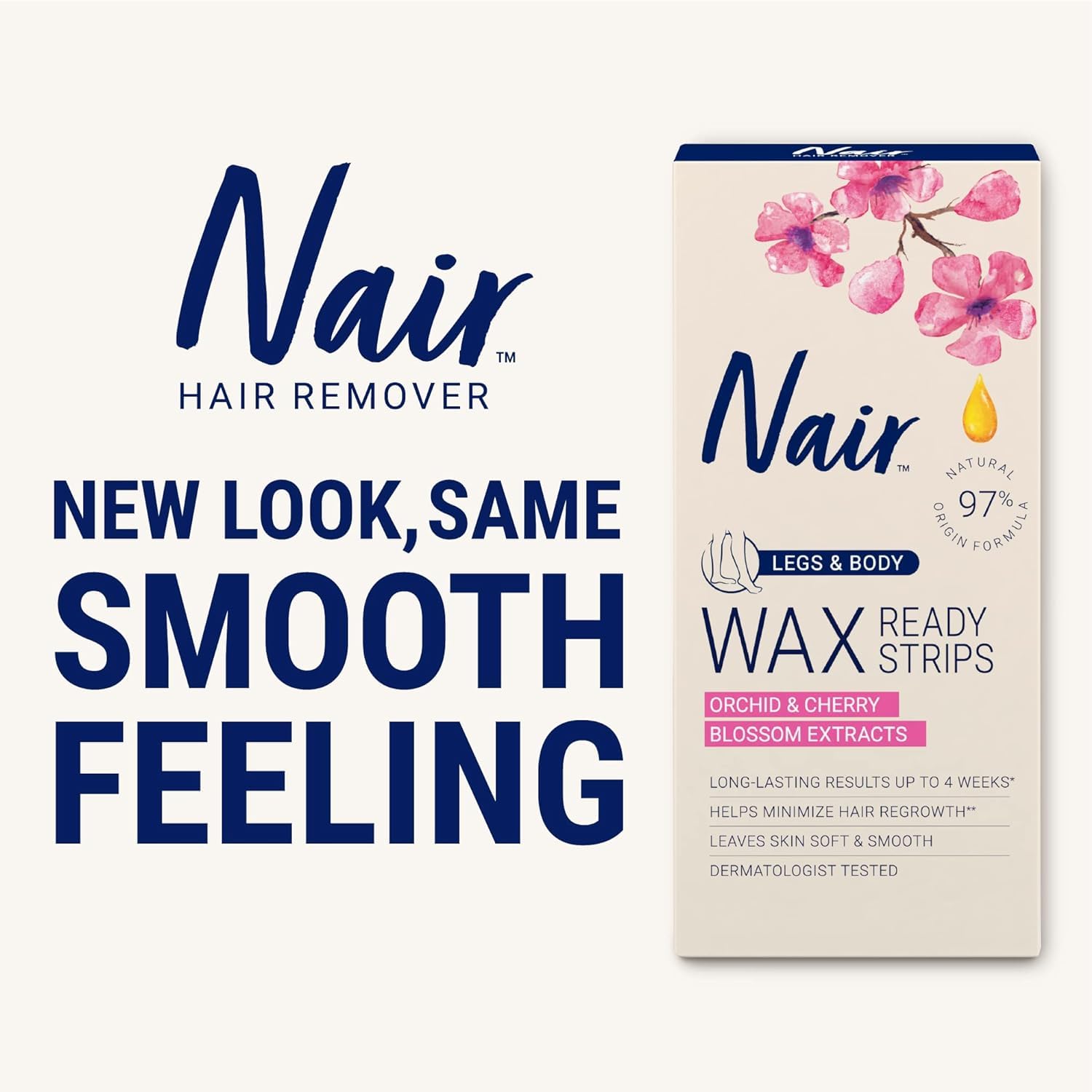 Nair hair remover wax ready-strips skin-smooth-results imply comfortable leg skin.
