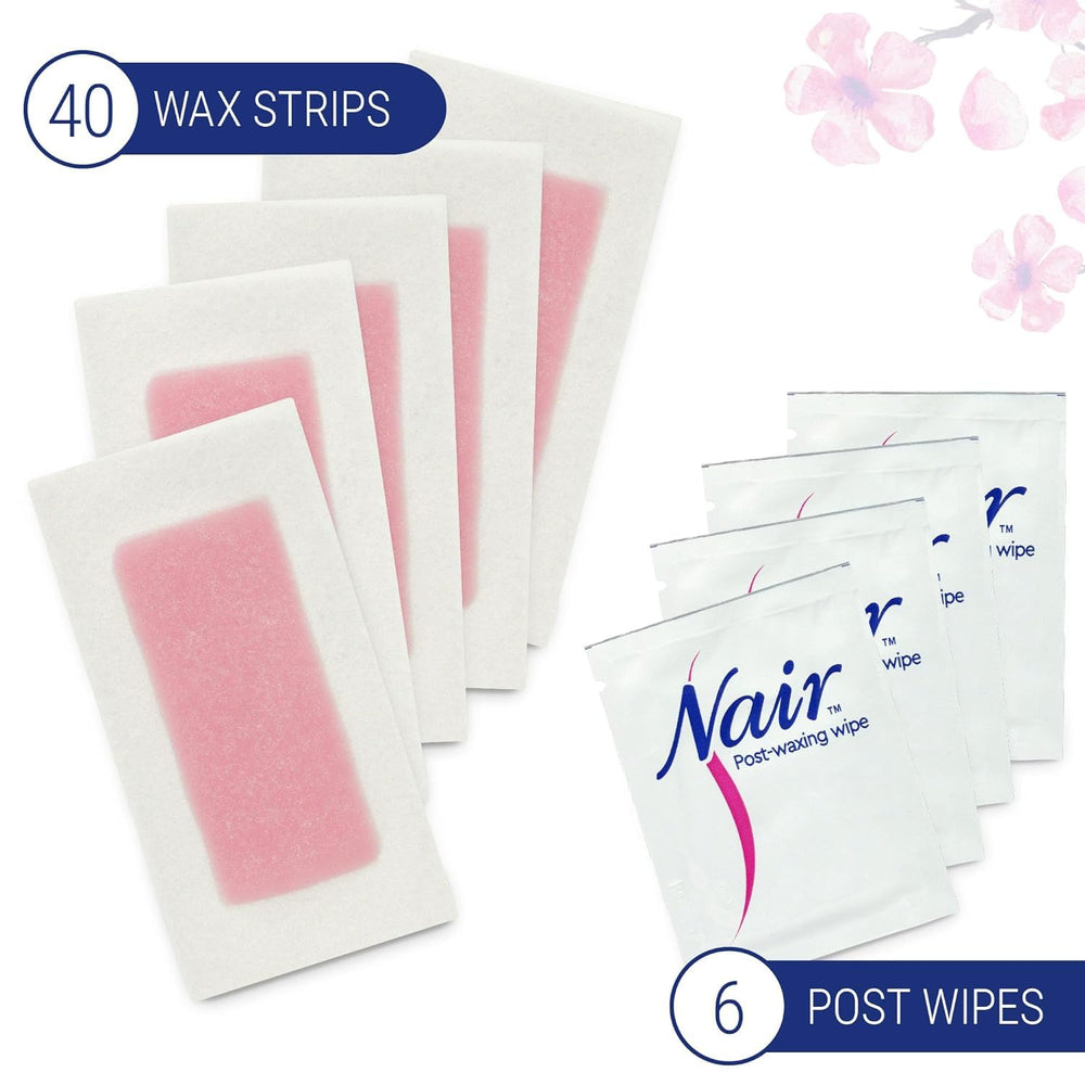 Nair hair remover wax ready-strips strip-detail shows gentle grip on short hairs.
