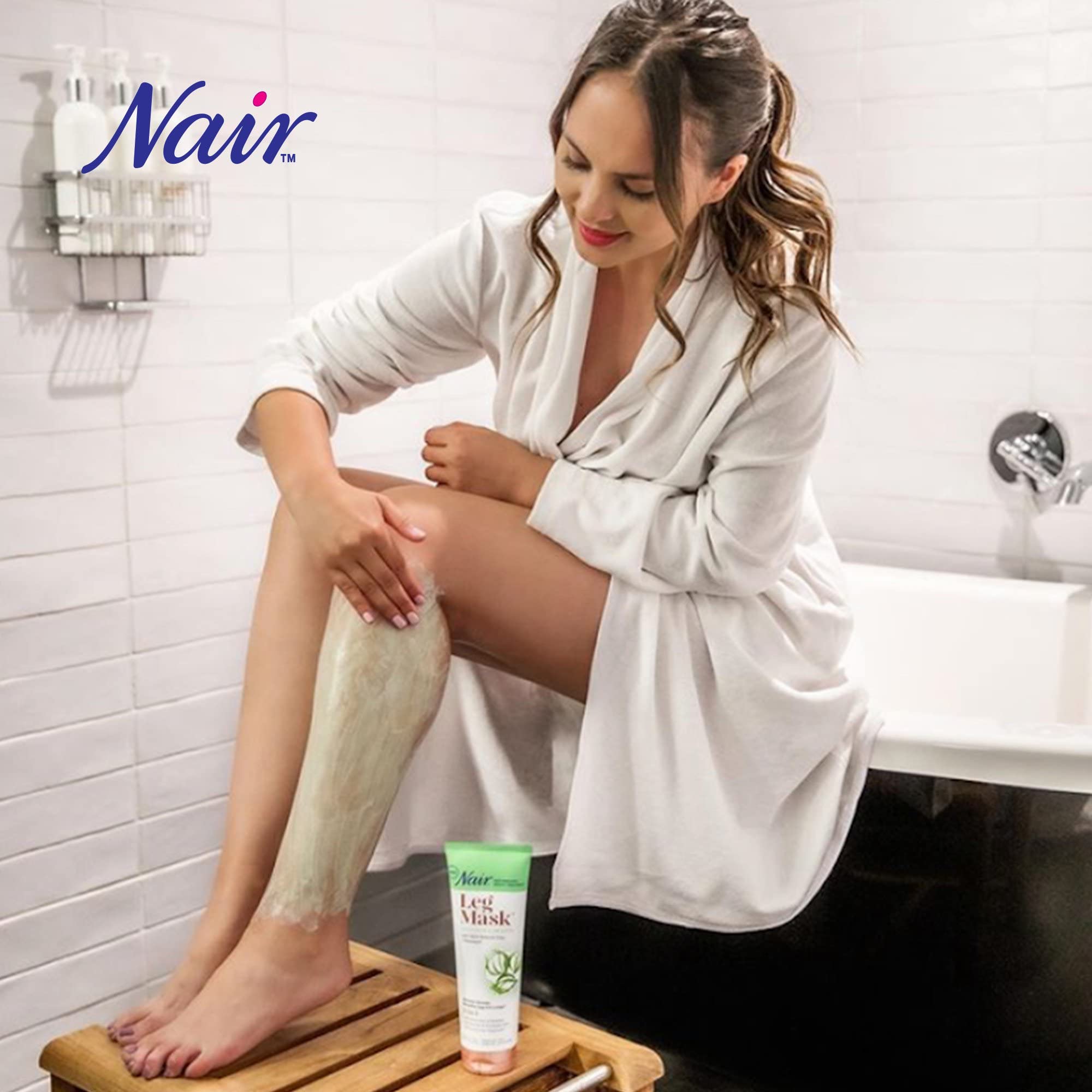 Nair Leg Mask natural clay and seaweed nourish skin during treatment