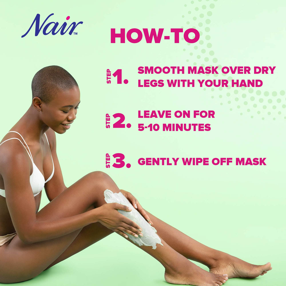 Nair Leg Mask on legs results in smooth skin after use