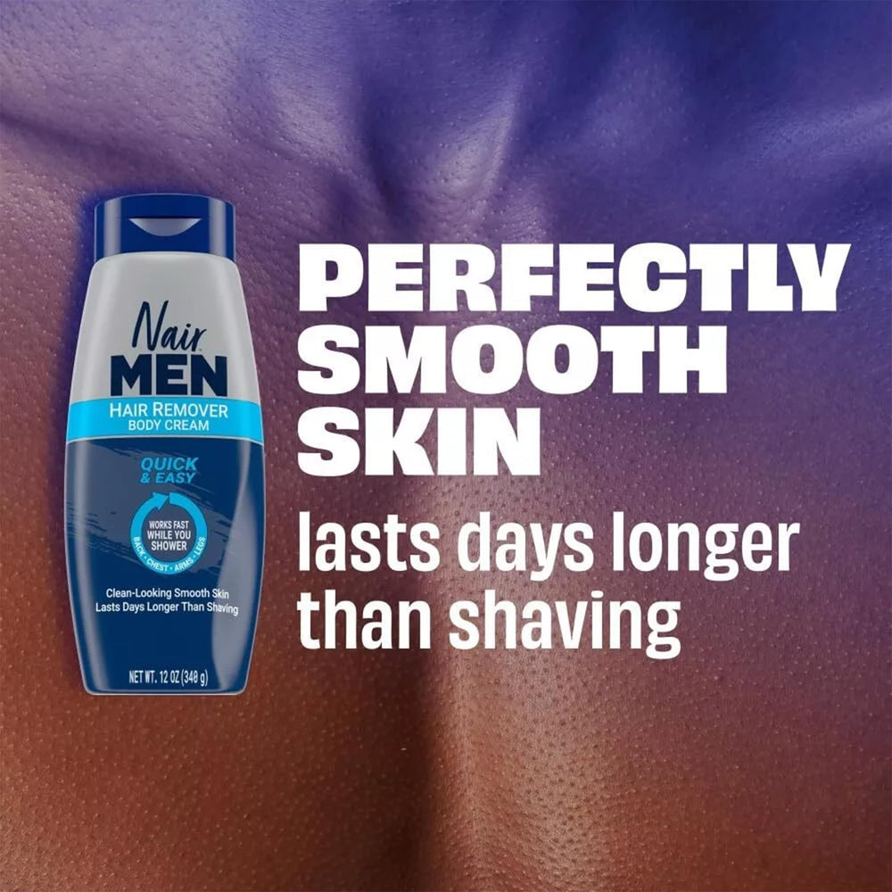 Nair Men Hair Removal Body Cream after use reveals smoother skin for days.