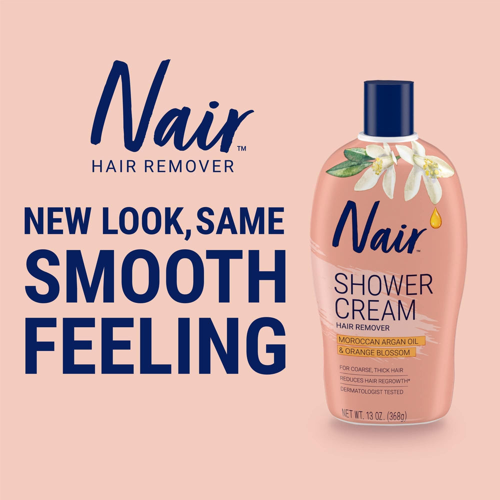 Nair Moroccan Argan Oil Shower Cream with argan oil and orange blossom fragrance.