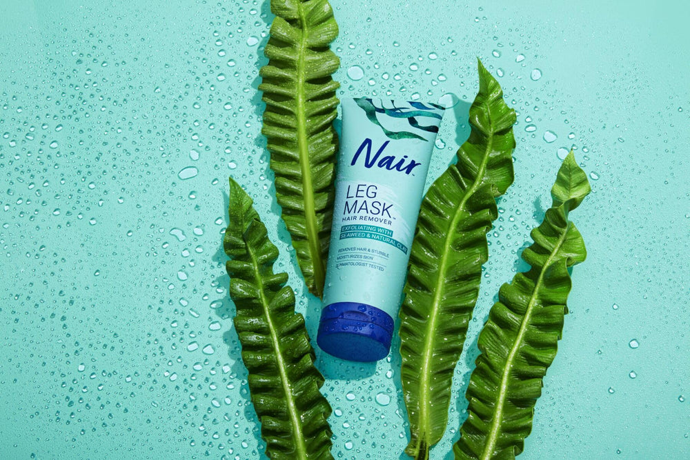 Nair Seaweed Leg Mask close-up texture shows exfoliating clay