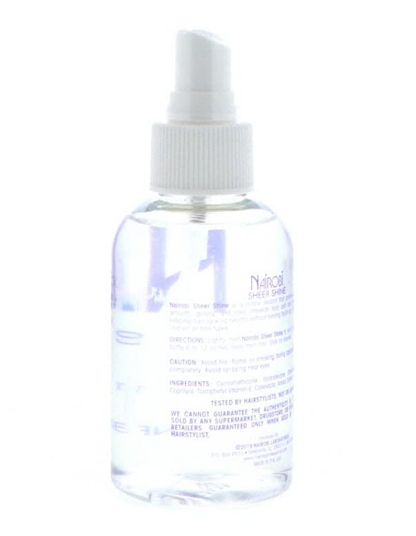 Nairobi Sheer Shine Enhancer hair gloss detail emphasizes a luminous finish.