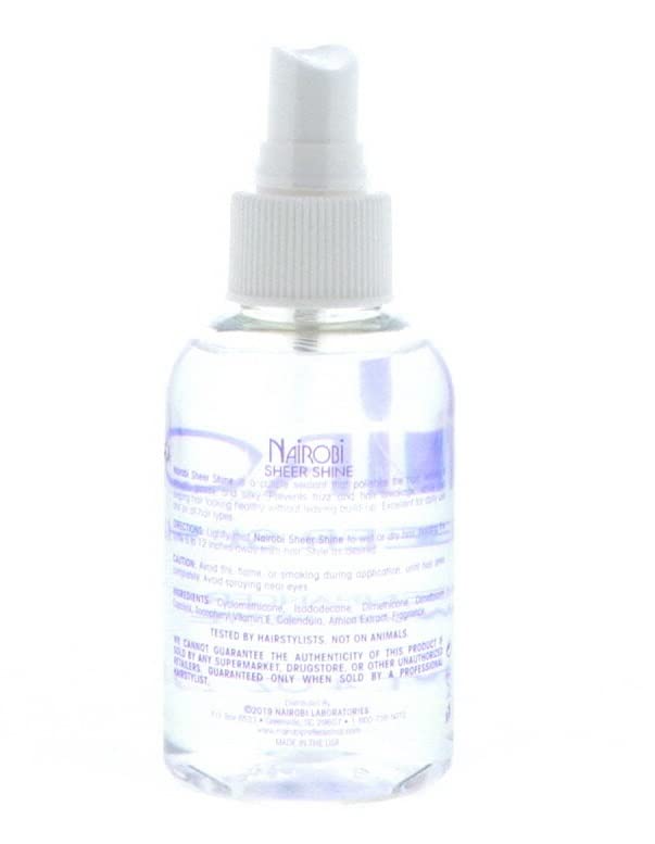 Nairobi Sheer Shine Enhancer heat protection demonstrates safeguarding strands during styling.