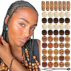 NAISKA 60pcs wood beads pack in view for DIY hair decorating