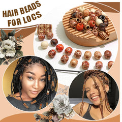 NAISKA wooden hair beads close-up showing natural finish for stylish dreadlocks