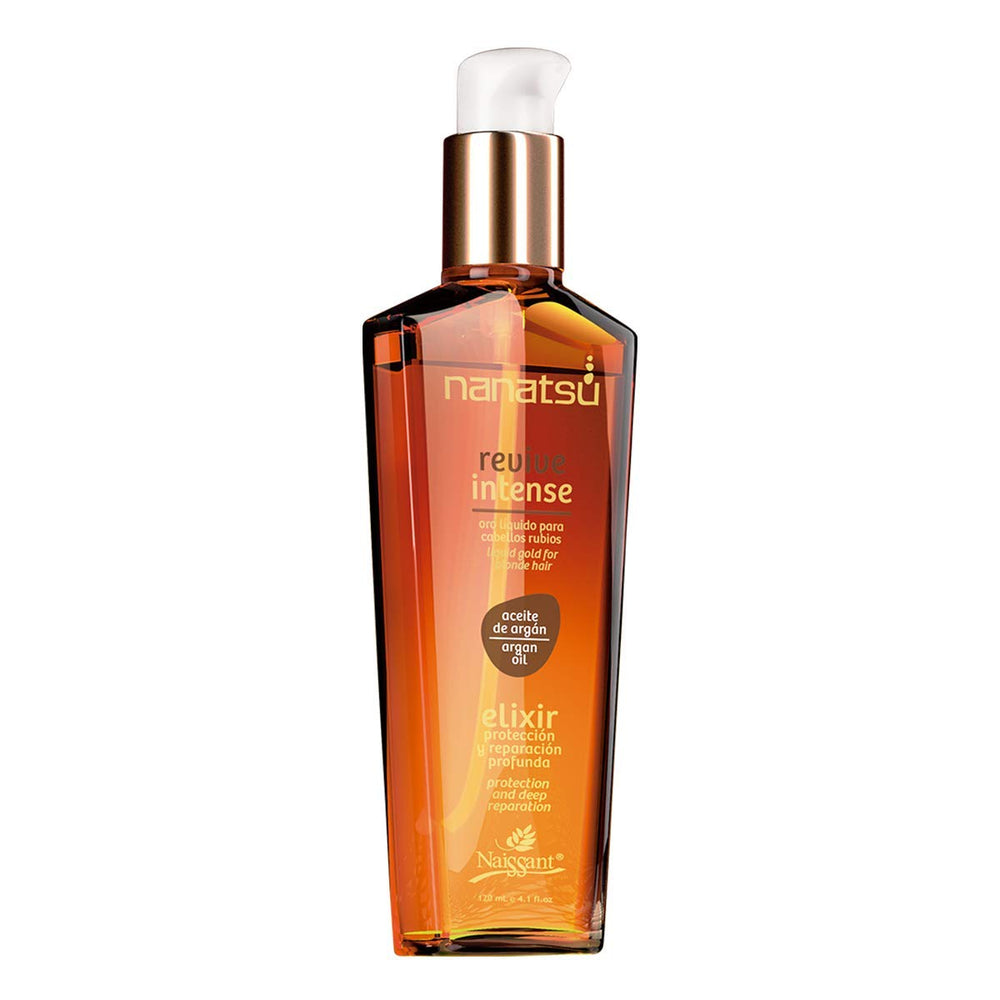 Naissant Elixir Argan Oil Hair Treatment bottle close-up showing premium packaging and nourishment.
