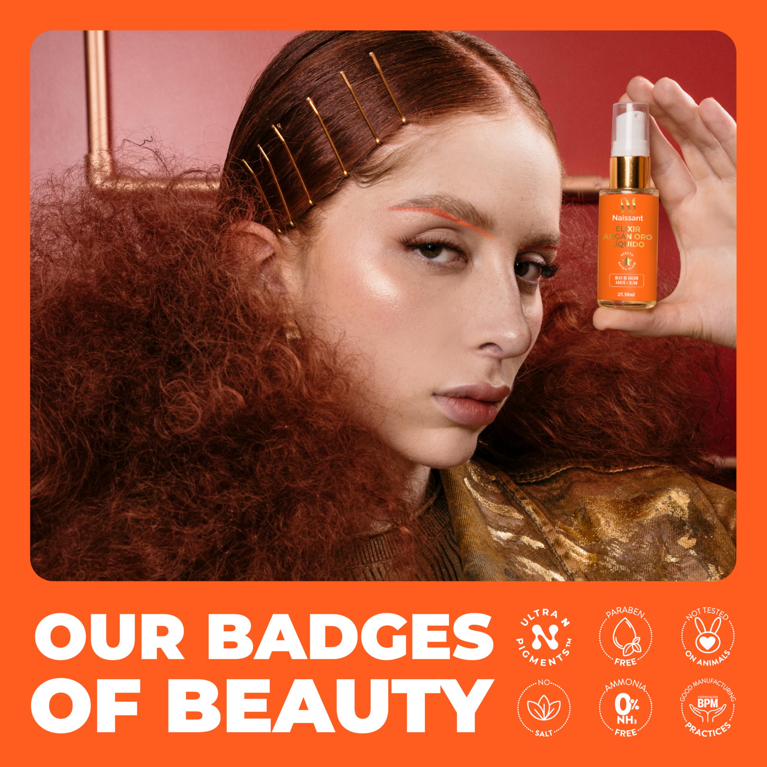 Naissant Elixir Argan Oil Hair Treatment packaging highlights a clean formula.