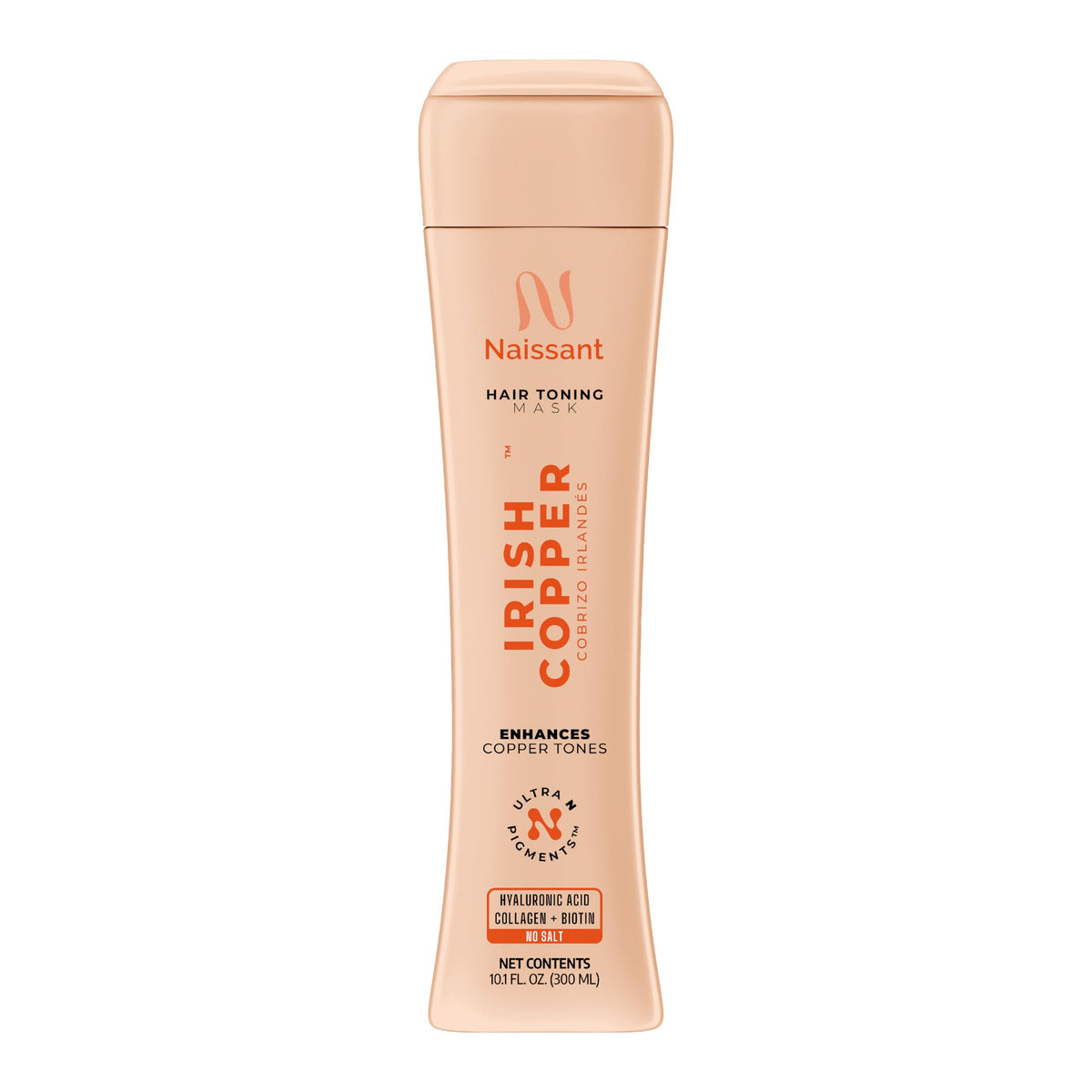 Naissant Irish Copper Hair Toning Mask bottle close-up shows copper deposit potential