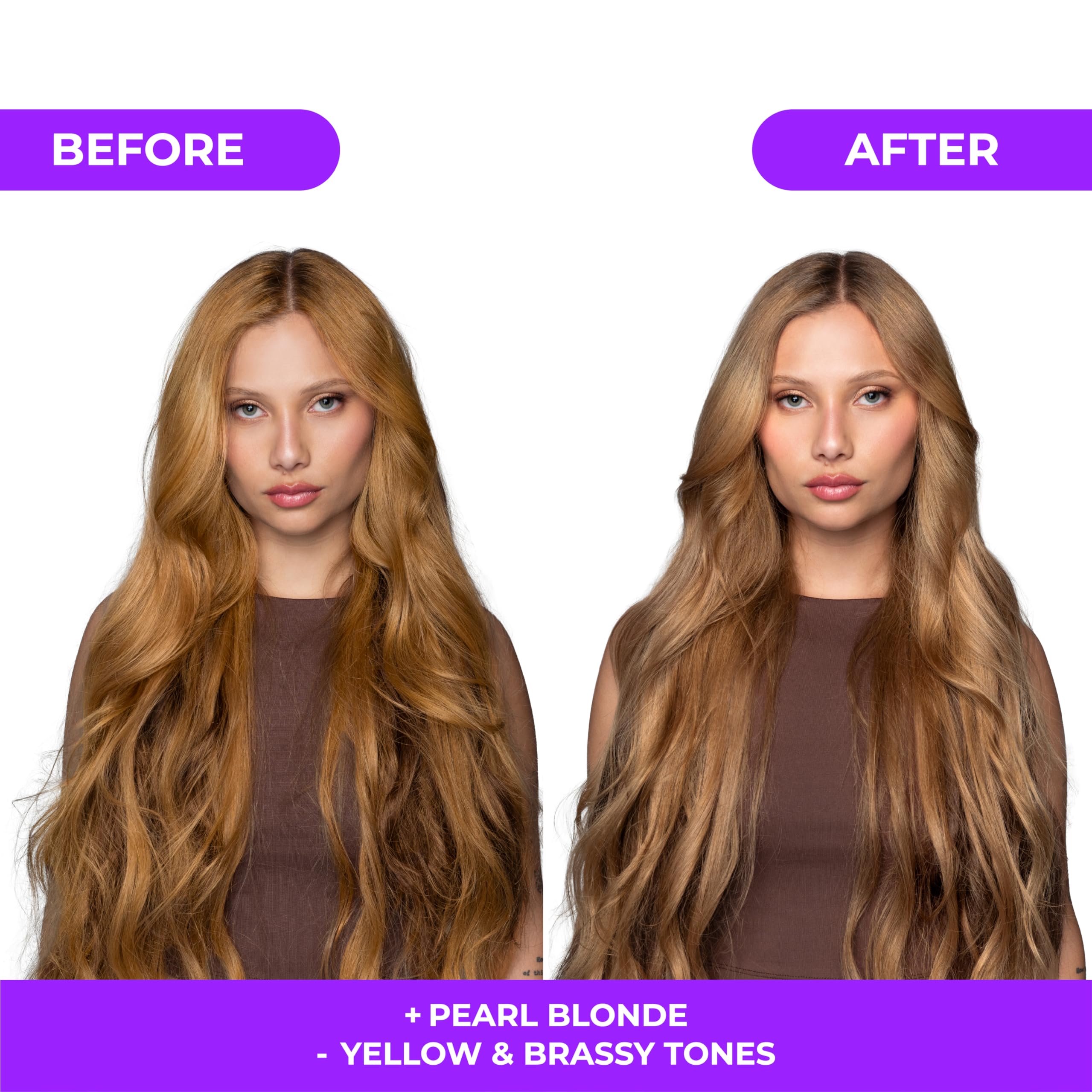 Naissant Pearl Blonde Purple Toning Mask application on hair demonstrates even pigment deposit.