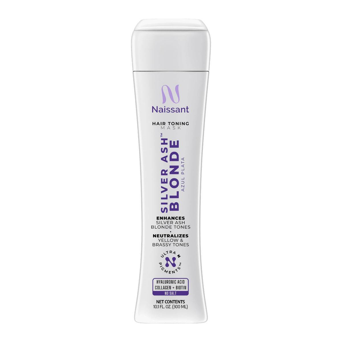 Naissant Silver Ash Blonde Mask bottle shows even toning for cooler blonde shades