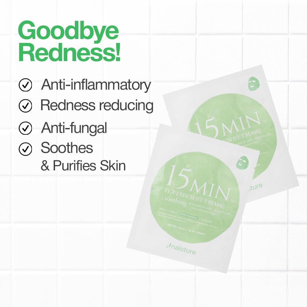 Naisture Redness Relief Masks closeup, suggesting soothing hydration and balanced skin tone.