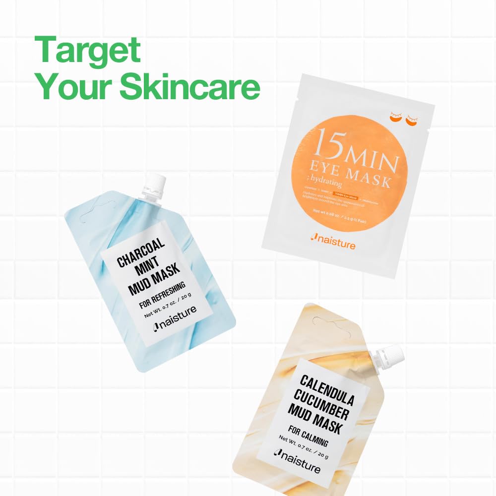 Naisture Rescue Me Kit face mask trio application capturing a relaxing at-home spa moment.