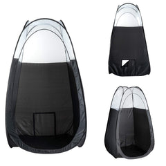 Naked Sun tent includes waterproof floor to catch overspray and simplify cleanup.