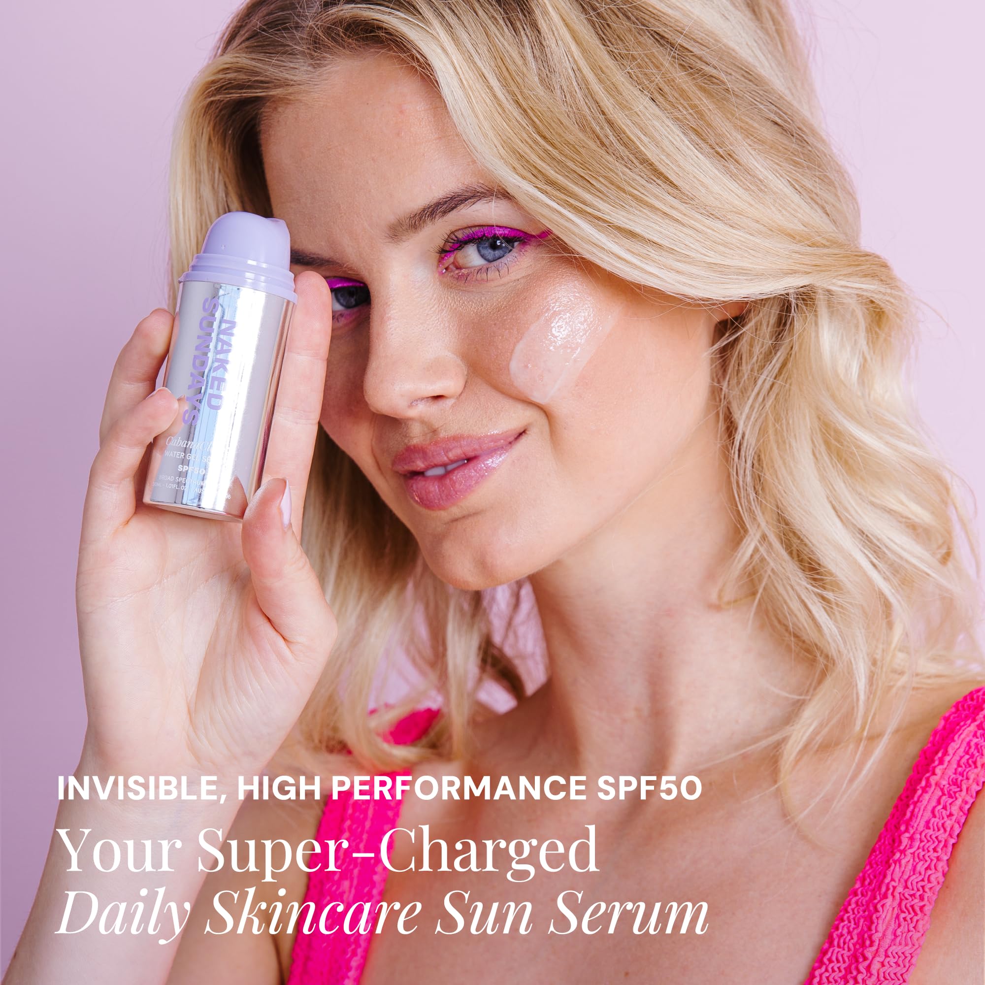 Naked Sundays Cabana Clear SPF50 oil-free finish on the back of a hand.