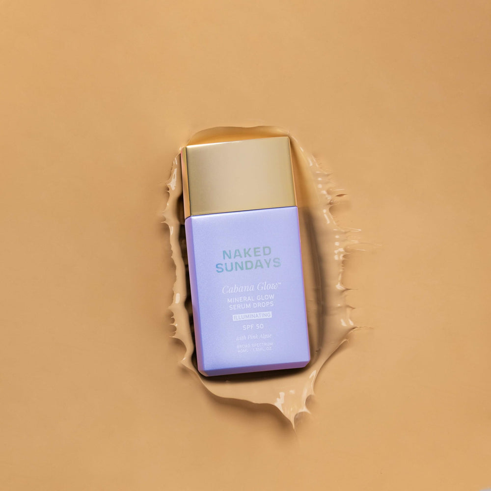 Naked Sundays CabanaGlow base under makeup closeup, luminous makeup-ready skin