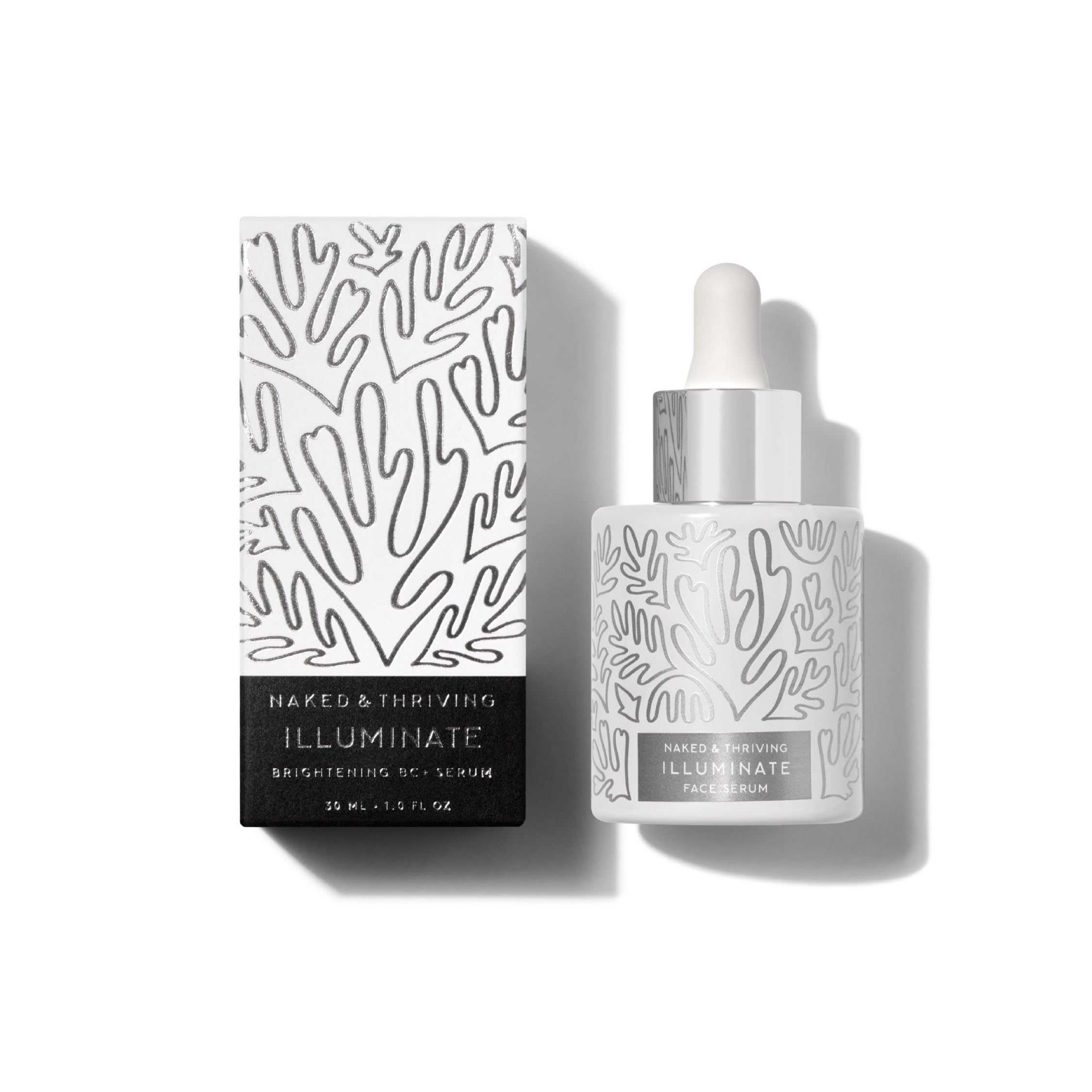 Naked & Thriving Illuminate serum bottle closeup for radiant skin