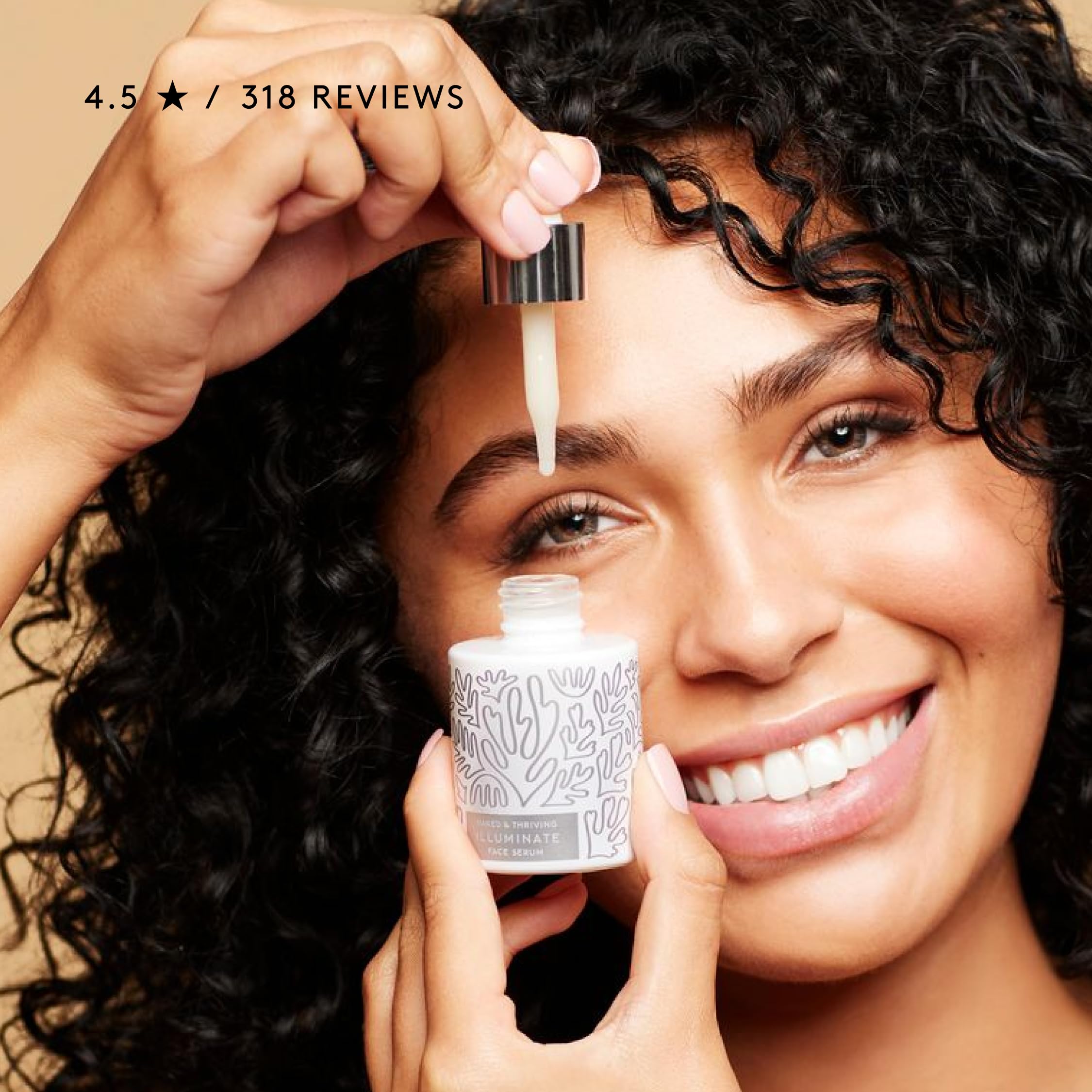 Naked & Thriving Illuminate serum swatch showing luminous glow
