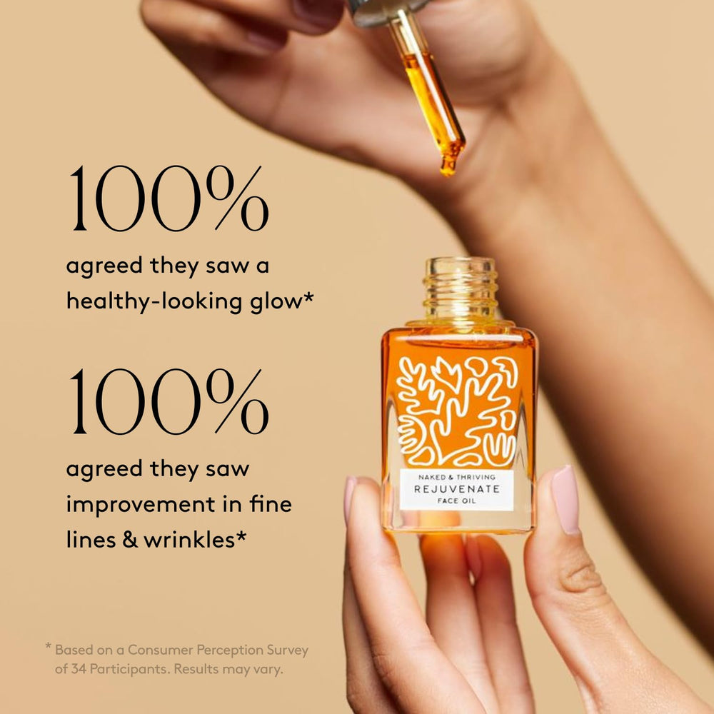 Naked & Thriving pomegranate seed oil focus hints deep nourishment.