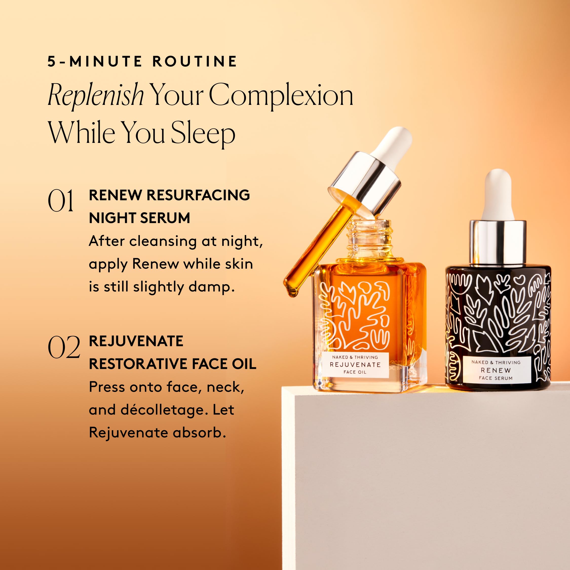 Naked & Thriving Rejuvenate oil dropper ready for nourishing application.