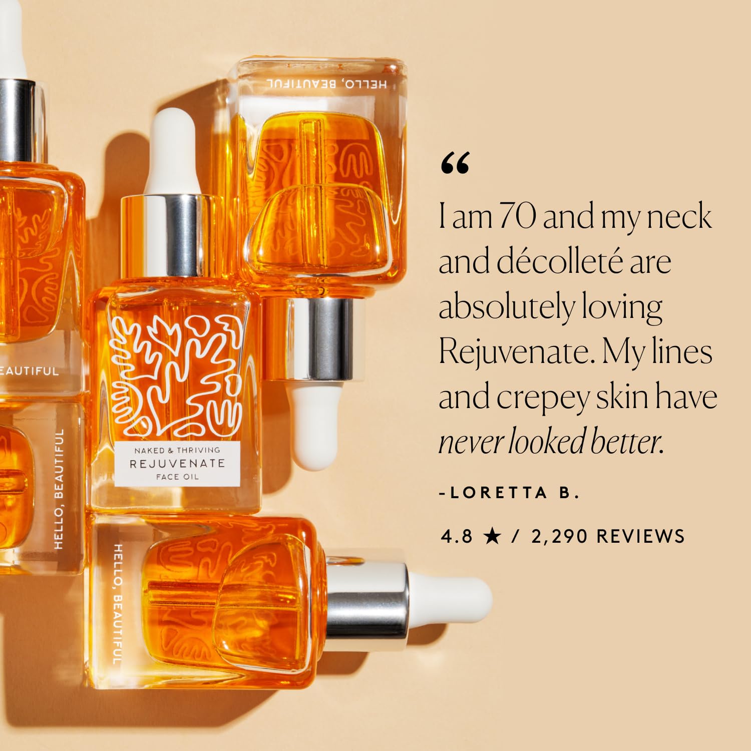 Naked & Thriving vegan cruelty-free symbol on display communicates ethical skincare.