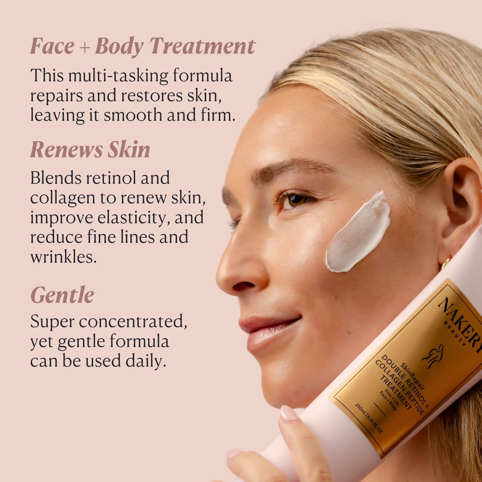 Nakery Beauty Retinol Cream texture close-up showing rich hydration for smoother skin
