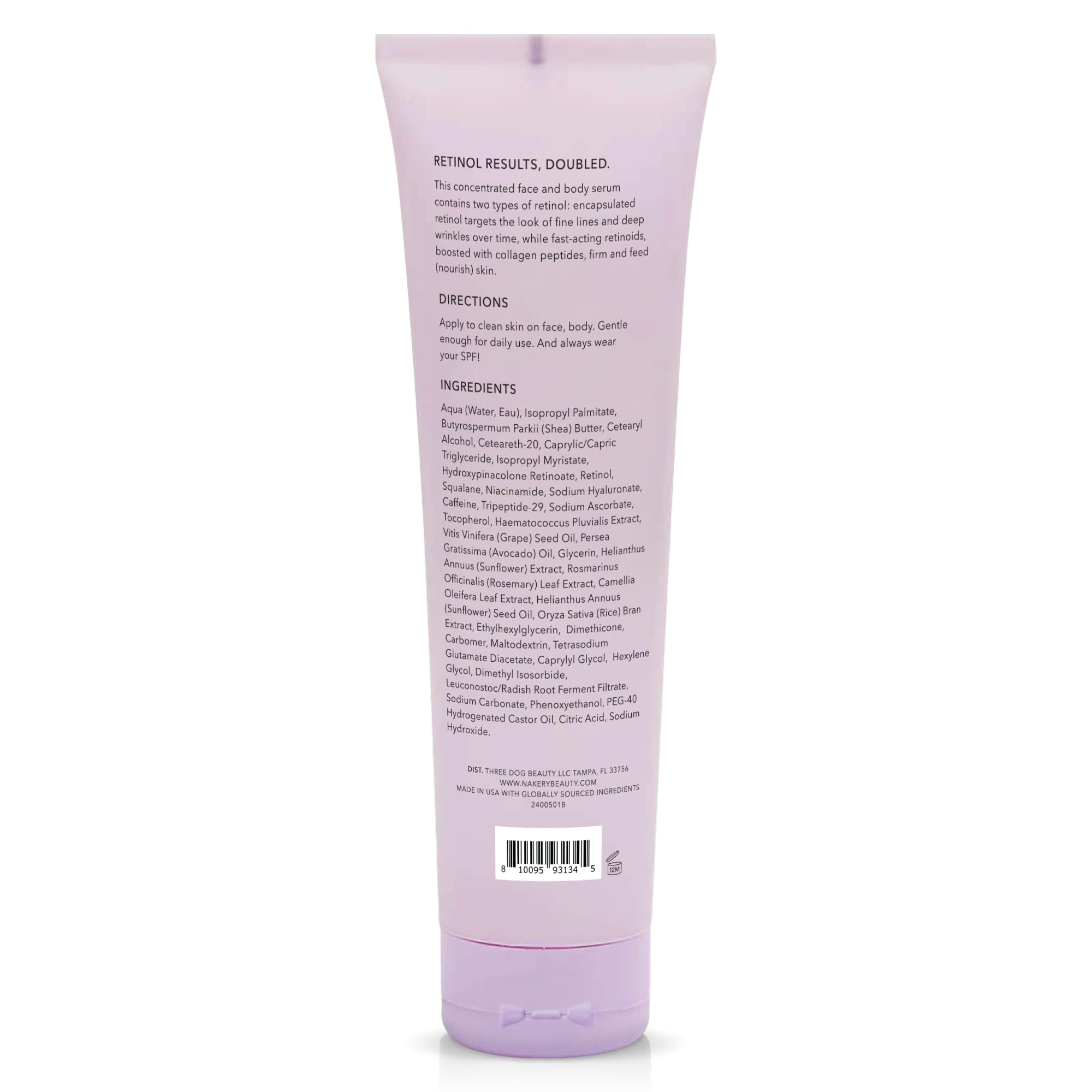 Nakery Beauty Retinol Cream packaging notes fragrance while avoiding harmful additives