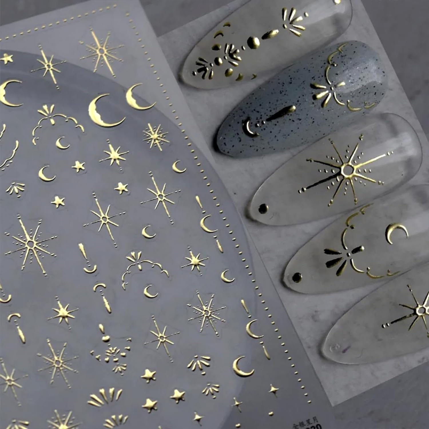 Namrec luxury moon star nail stickers packaging shot highlighting premium manicure options.