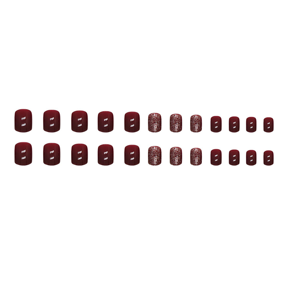 Namrec red press-on nails glitter design ideal for weddings, parties, and events