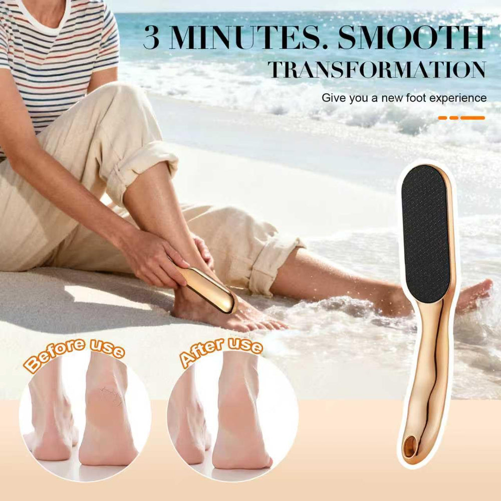 Nano Glass Foot File demonstrates ergonomic non-slip handle for safe, controlled pedicures