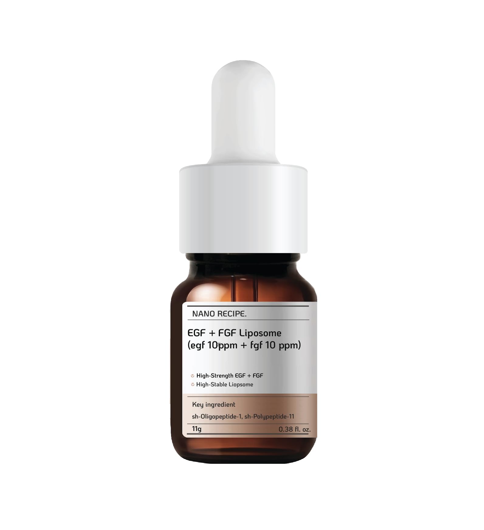 Nano Recipe Korean EGF + FGF liposome bottle for premium anti-aging skincare.