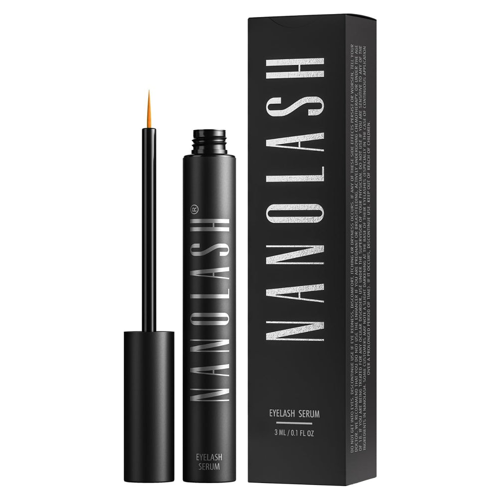 Nanolash Eyelash Serum bottle close-up showing conditioning formula for lash nourishment