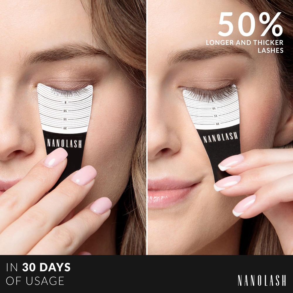 Nanolash Eyelash Serum brush application demonstrating precise lash line targeting