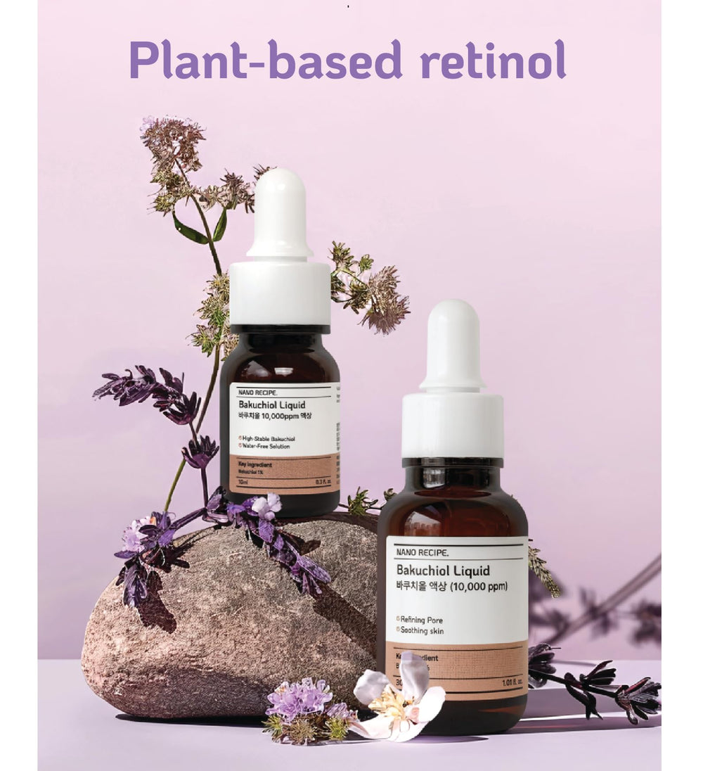 Nano Recipe Bakuchiol concentrate drops on hand for gentle daily use